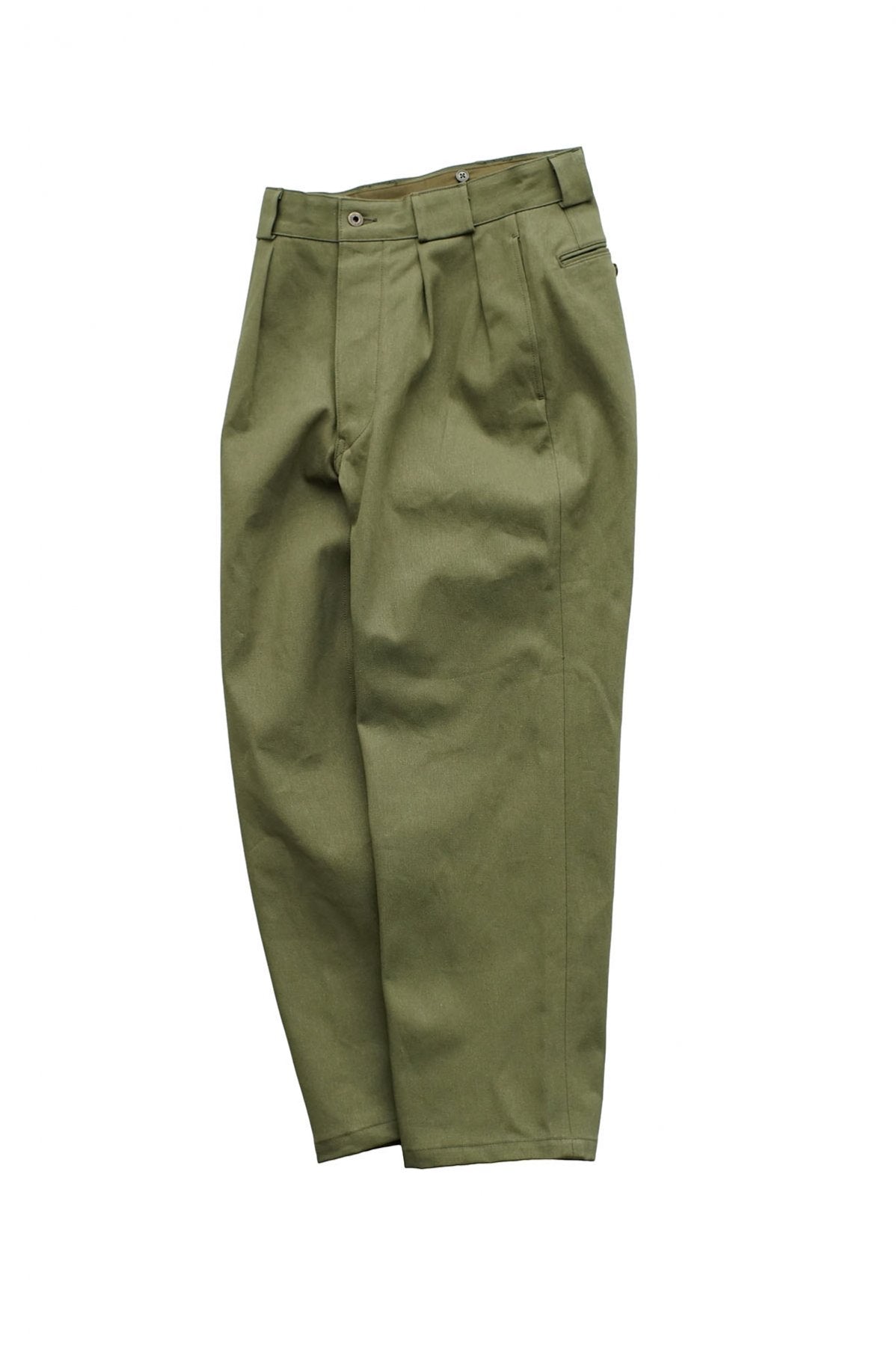 Nigel Cabourn - 2PLEATS WIDE PANT VINTAGE TWILL - GREEN