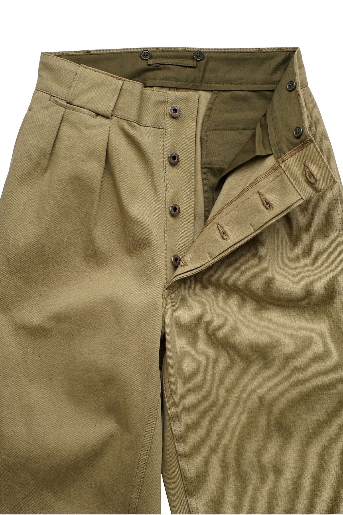 Nigel Cabourn - 2PLEATS WIDE PANT VINTAGE TWILL - KHAKI