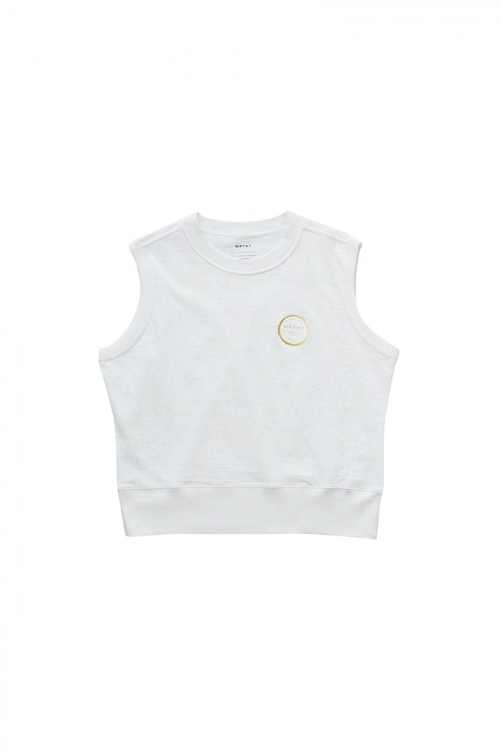 WRYHT- SLEEVELESS BINDER-NECK TEE - OFF WHITE