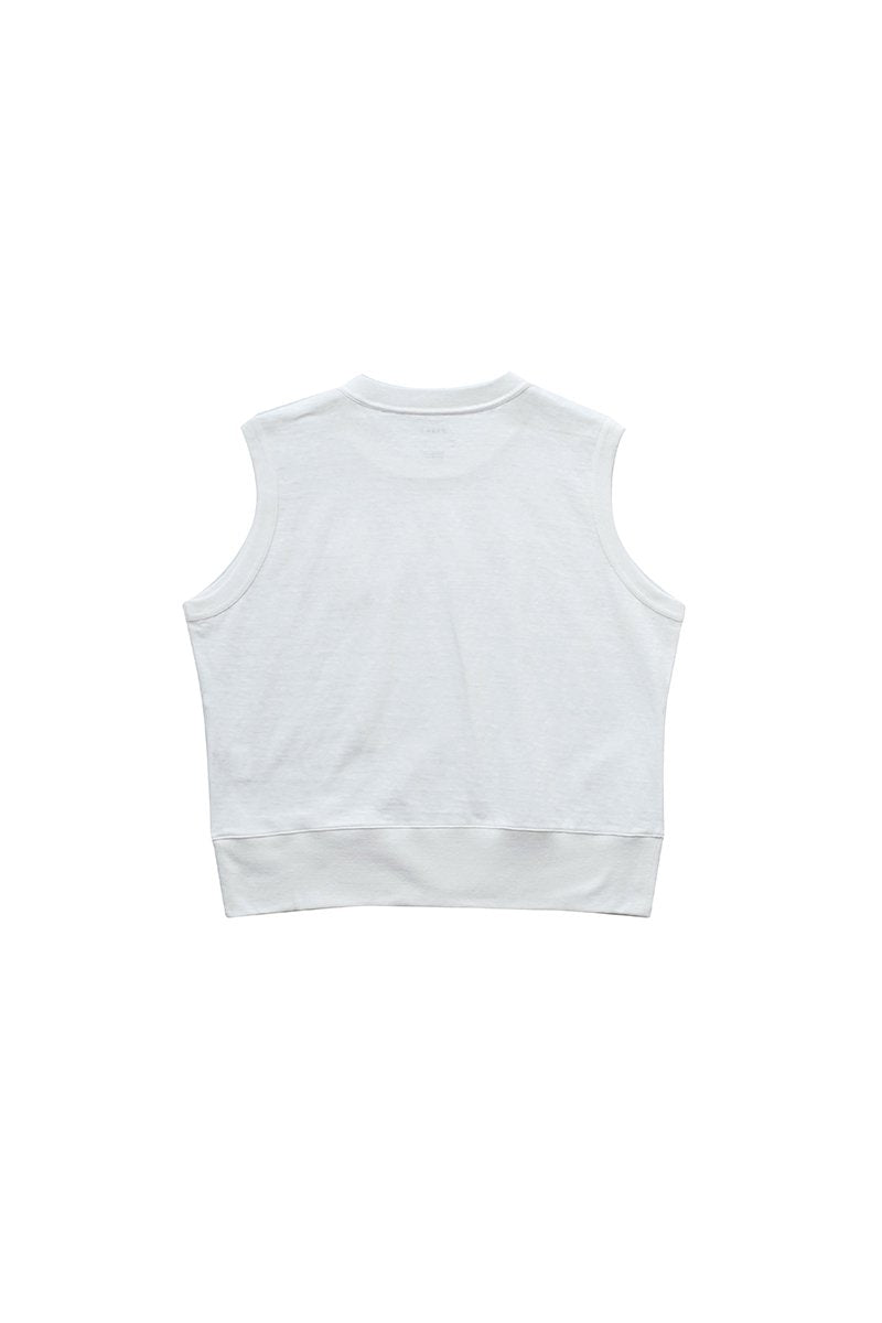 WRYHT- SLEEVELESS BINDER-NECK TEE - OFF WHITE