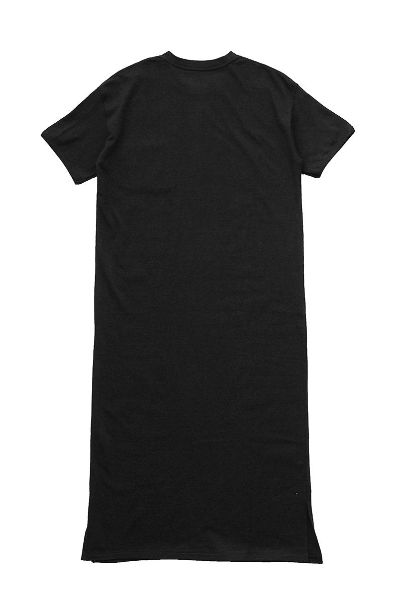 WRYHT- MAXI LENGTH BINDER-NECK TEE - BLACK