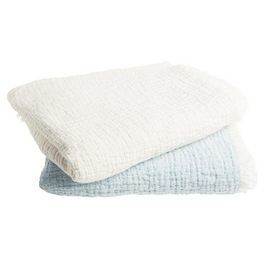 Porter Classic - SASHIKO LIGHT LINEN BLANKET - WHITE