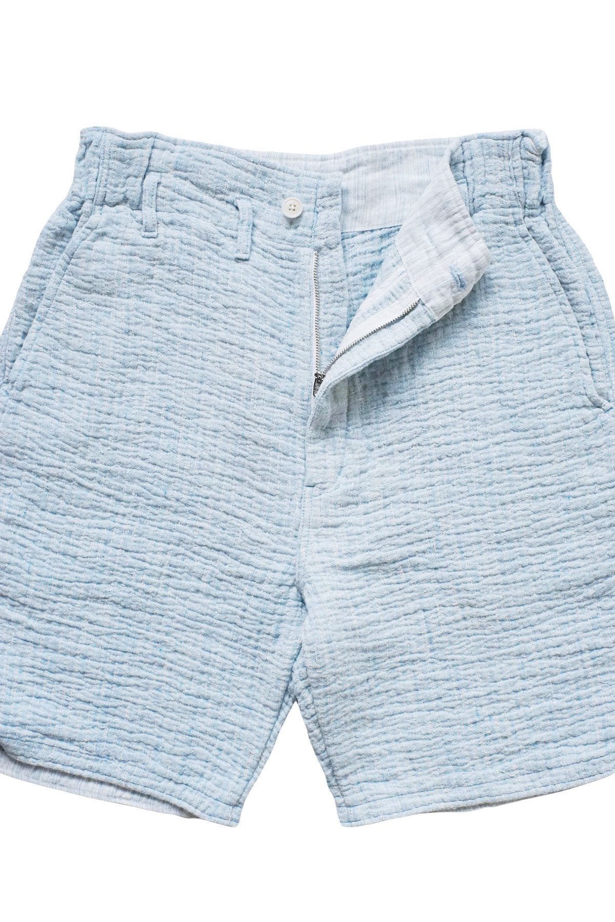 Porter Classic - SASHIKO LIGHT LINEN SHORT - L.BLUE