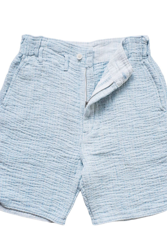 Porter Classic - SASHIKO LIGHT LINEN SHORT - L.BLUE