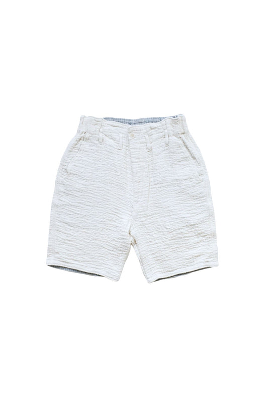 Porter Classic - SASHIKO LIGHT LINEN SHORT - WHITE