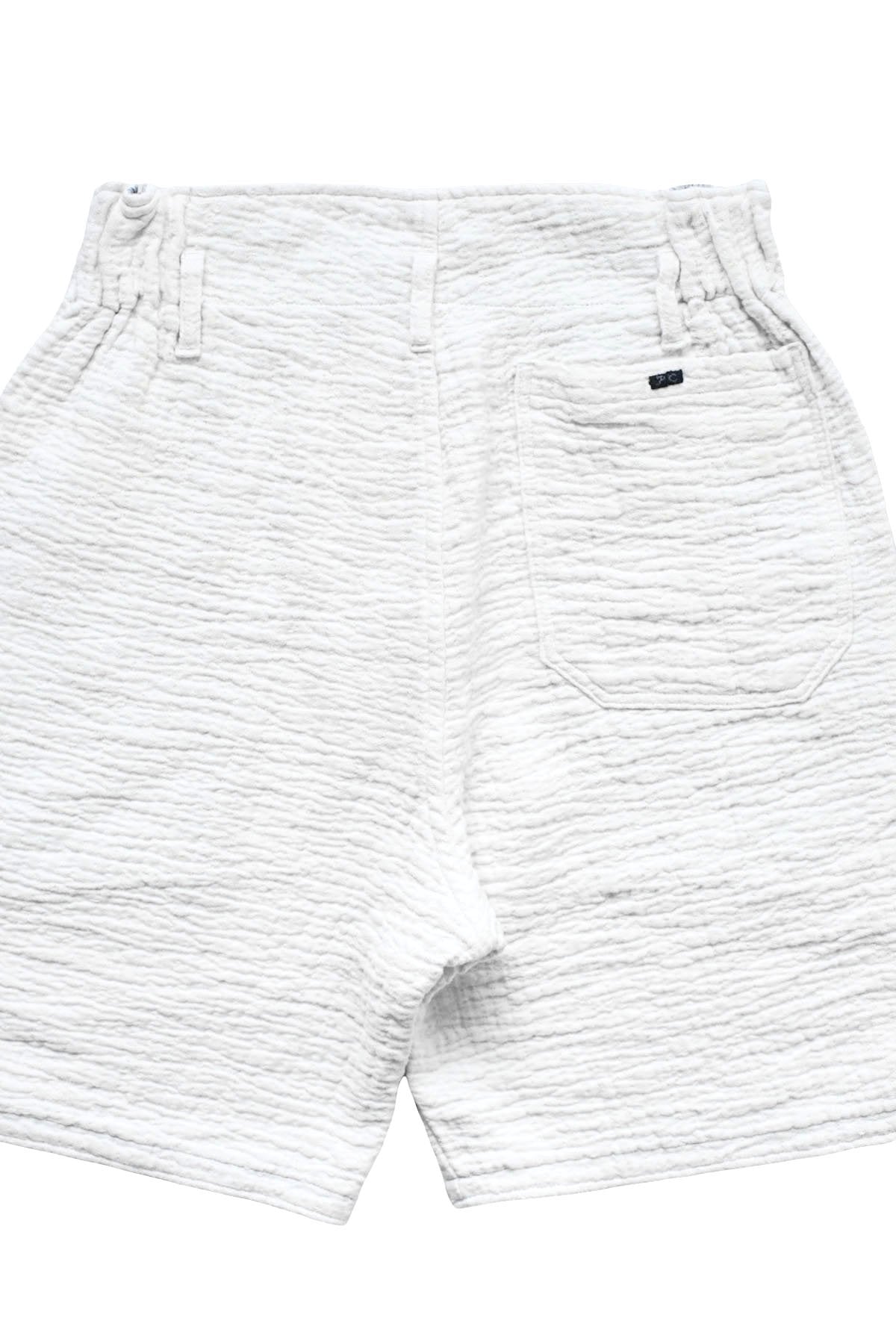 Porter Classic - SASHIKO LIGHT LINEN SHORT - WHITE