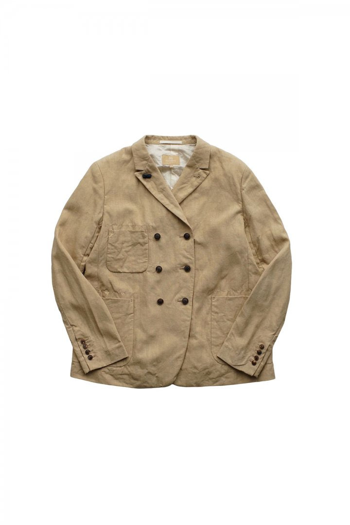 Nigel Cabourn woman - DOUBLE BREAST JACKET LINEN - KAHKI