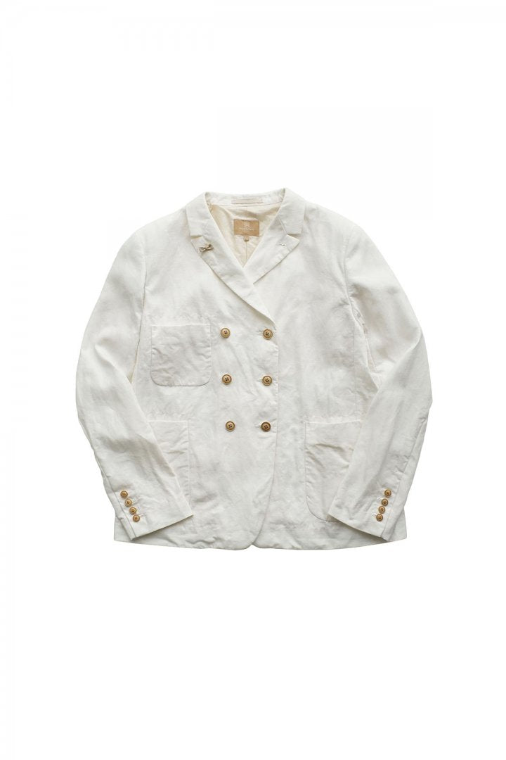 Nigel Cabourn woman - DOUBLE BREAST JACKET LINEN - WHITE