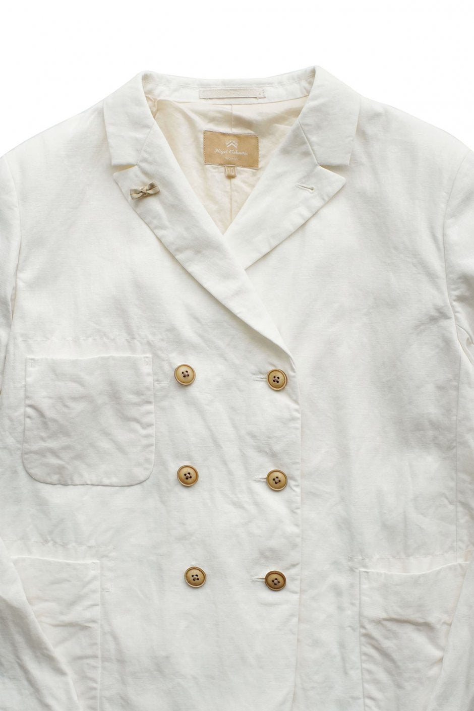 Nigel Cabourn woman - DOUBLE BREAST JACKET LINEN - WHITE