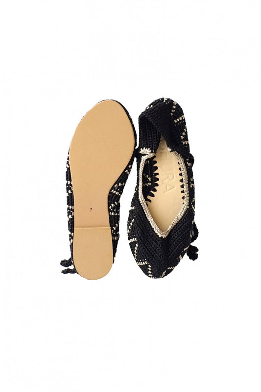 KASHURA - LACE UP BALLET SHOES - PEPPER BLACK