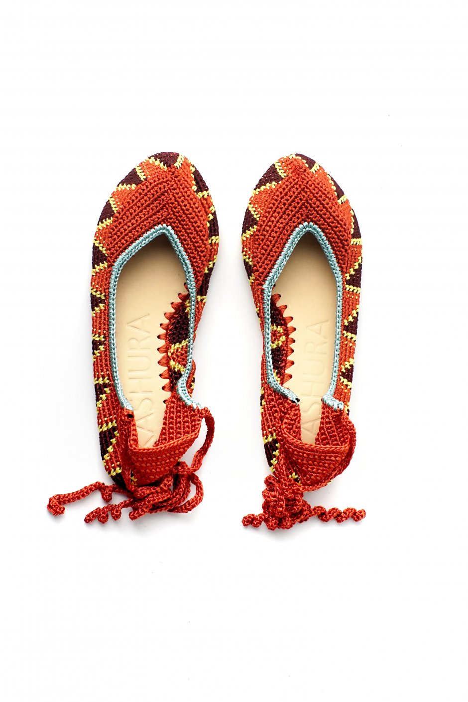 KASHURA - LACE UP BALLET SHOES - LOBSTER ORANGE