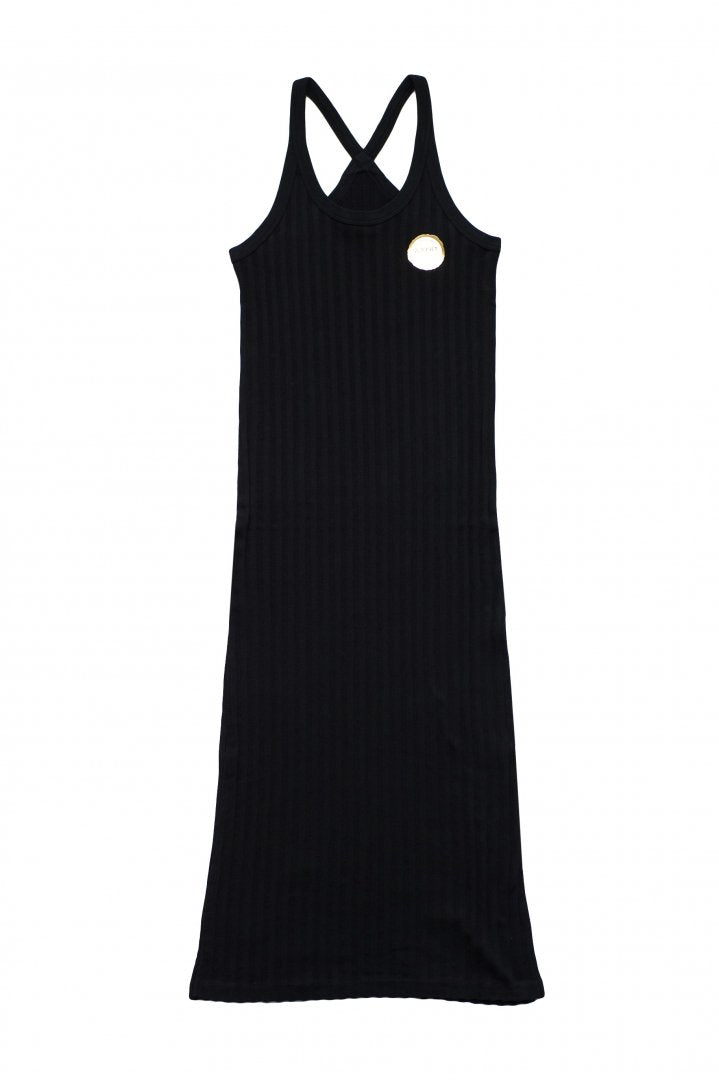 WRYHT- X-BACK RIBBED TANK DRESS - BLACK