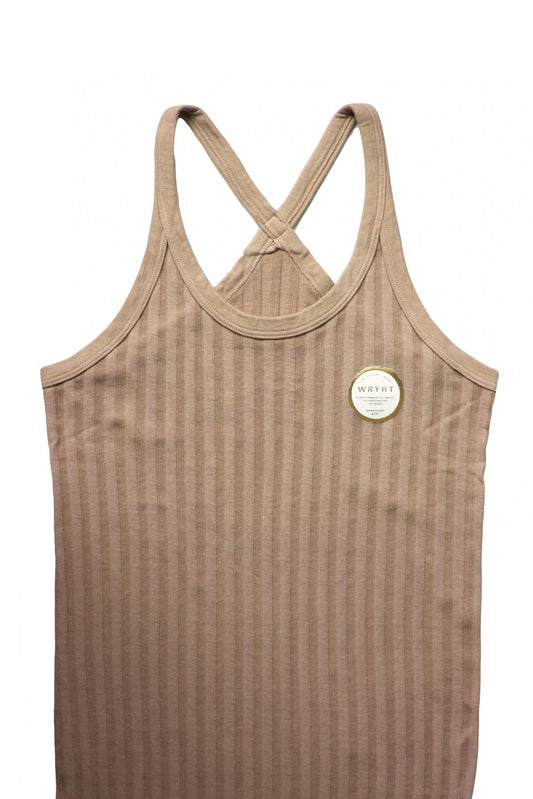 WRYHT- X-BACK RIBBED TANK DRESS - WHEAT