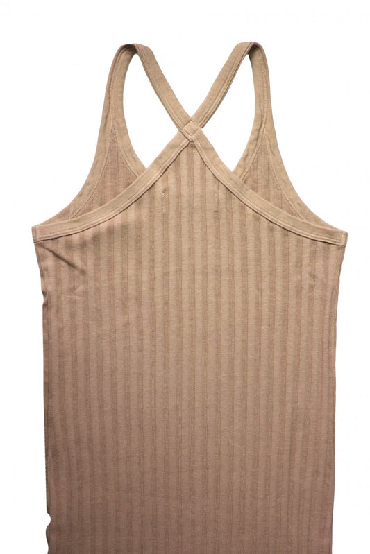 WRYHT- X-BACK RIBBED TANK DRESS - WHEAT