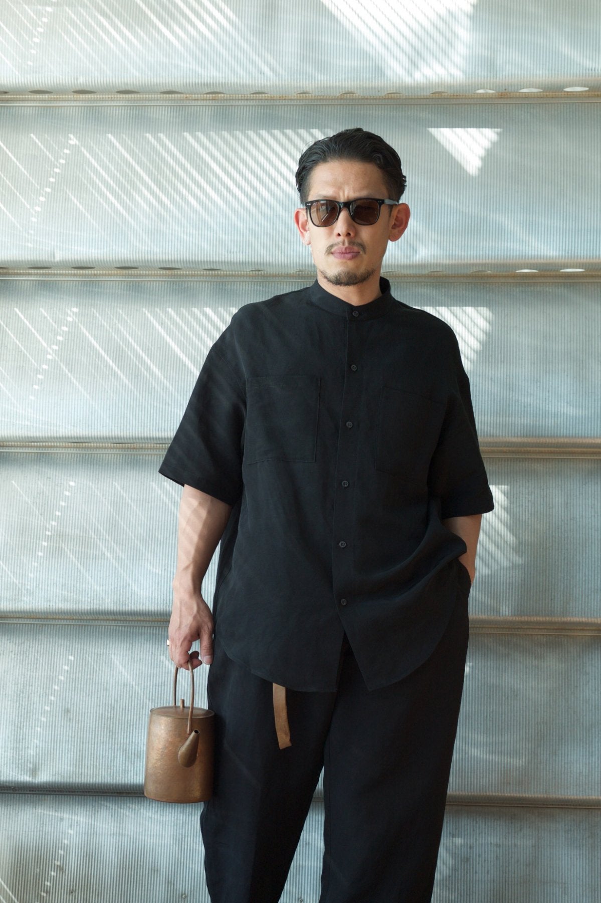 humoresque★★★ - Exclusive MEN'S STAND COLLAR SHIRT - BLACK