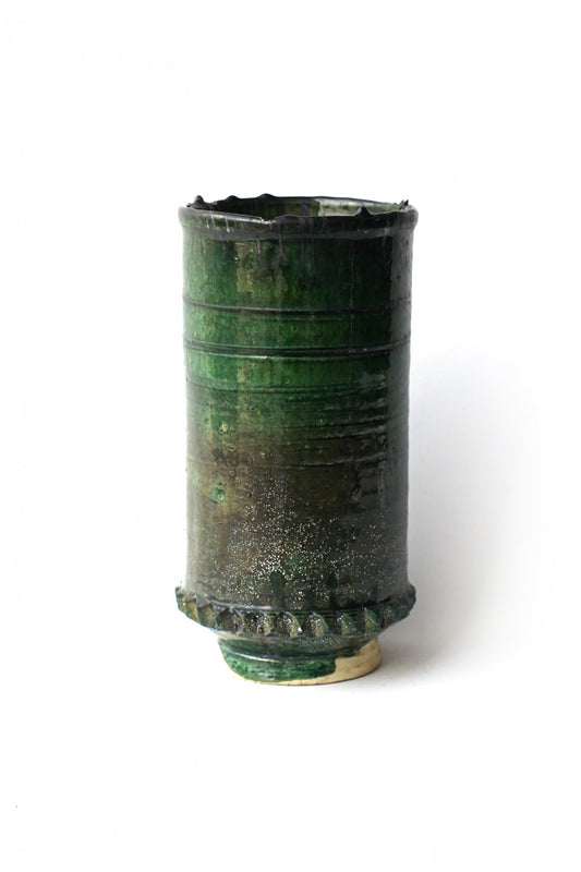 MOROCCO - TAMEGROUTE POTTERY VASE - Green