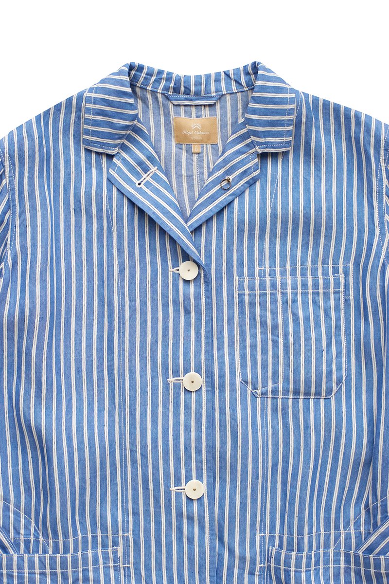 Nigel Cabourn - WIDE SHIRTS LINEN STRIPE - SAX