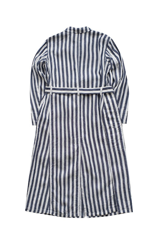 Nigel Cabourn woman - LONG ATELIER COAT STRIPE - NAVY