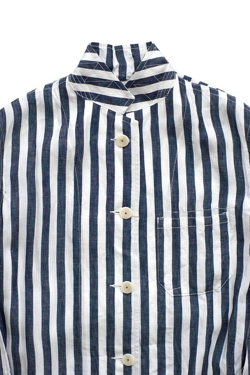 Nigel Cabourn woman - LONG ATELIER COAT STRIPE - NAVY