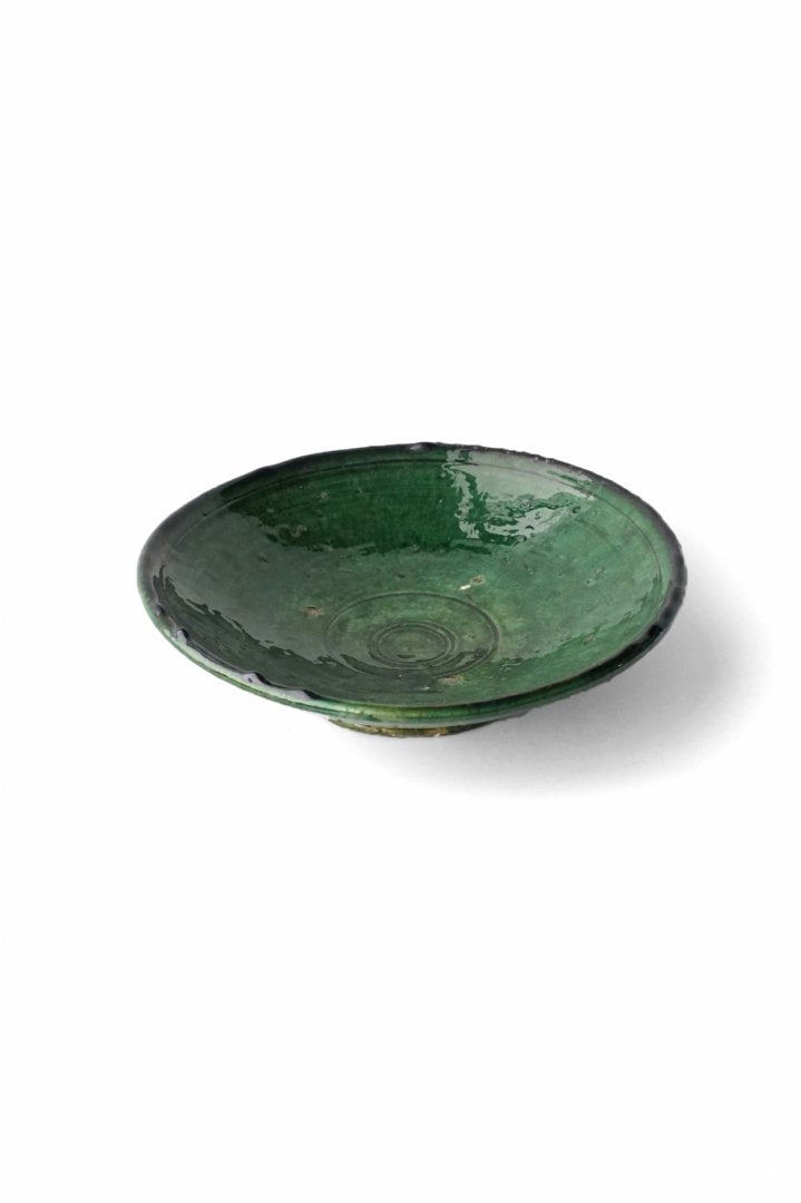 MOROCCO - TAMEGROUTE POTTERY PLATE (L) - Green