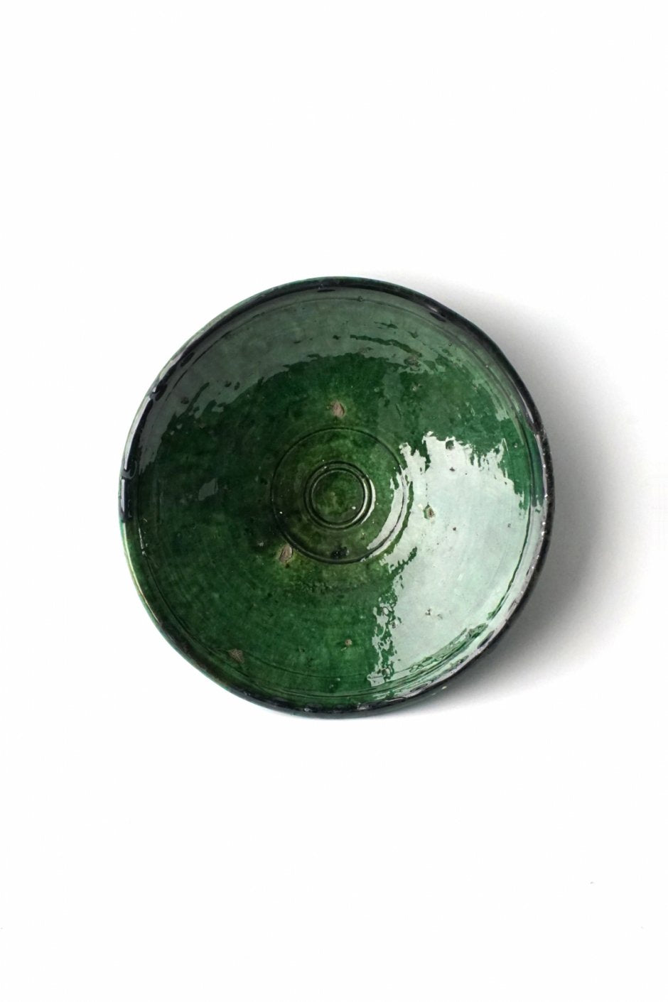 MOROCCO - TAMEGROUTE POTTERY PLATE (L) - Green