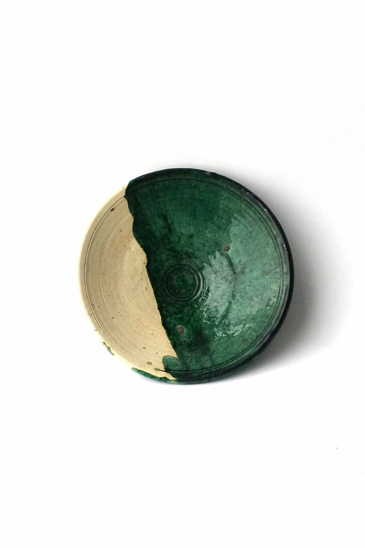 MOROCCO - TAMEGROUTE POTTERY PLATE (L) - H/Green