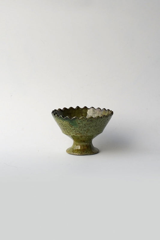 MOROCCO - TAMEGROUTE POTTERY COMPOTE DISH (S) - Yellow