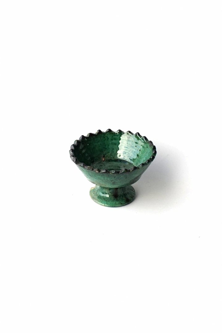 MOROCCO - TAMEGROUTE POTTERY COMPOTE DISH (S) - Green