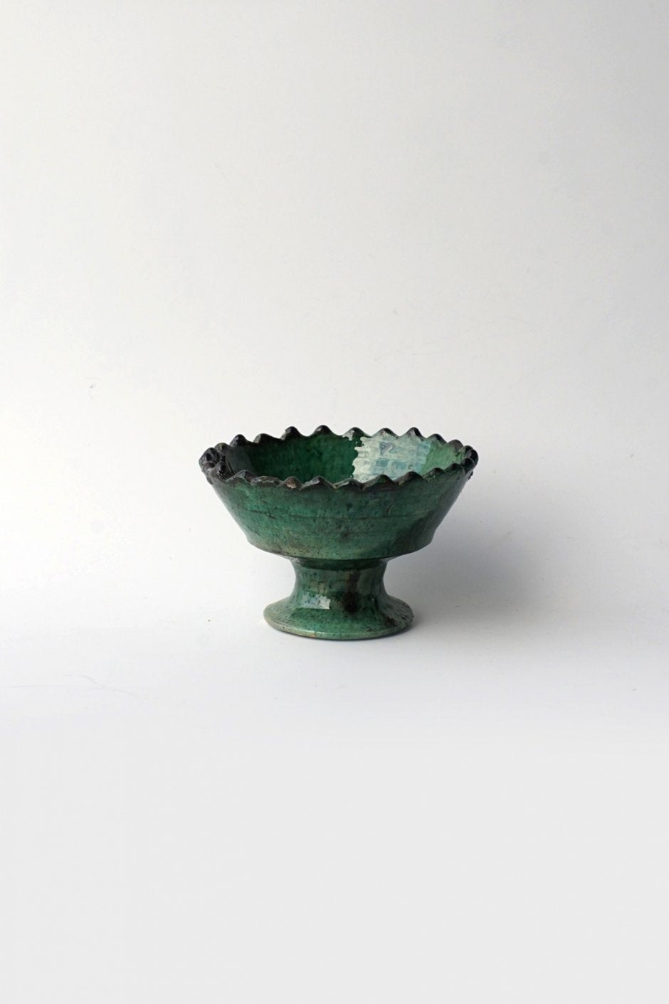 MOROCCO - TAMEGROUTE POTTERY COMPOTE DISH (S) - Green