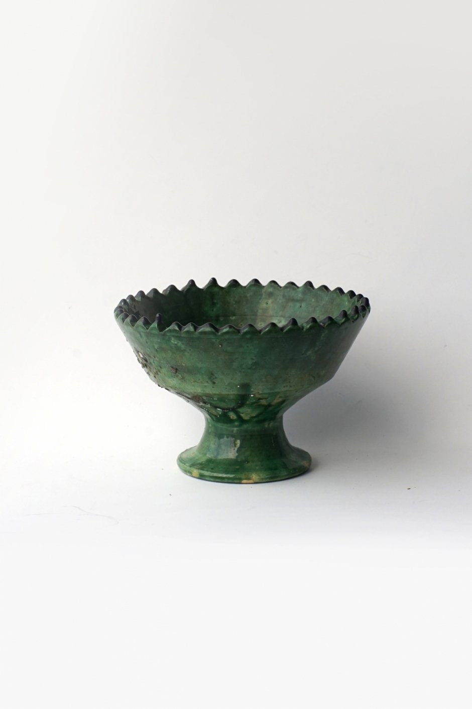 MOROCCO - TAMEGROUTE POTTERY COMPOTE DISH (M) - Green