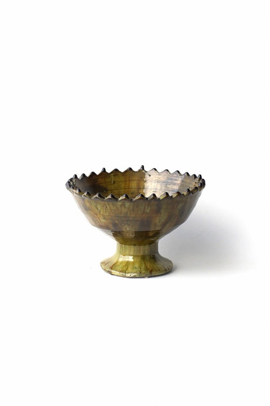 MOROCCO - TAMEGROUTE POTTERY COMPOTE DISH (M) - Yellow