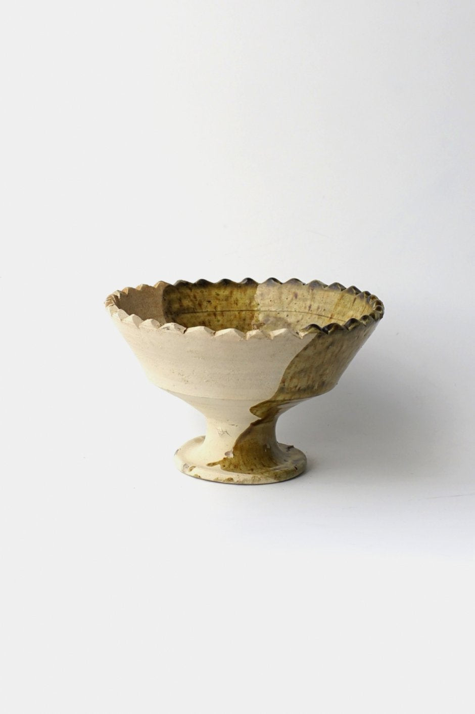 MOROCCO - TAMEGROUTE POTTERY COMPOTE DISH (M) - H/Yellow