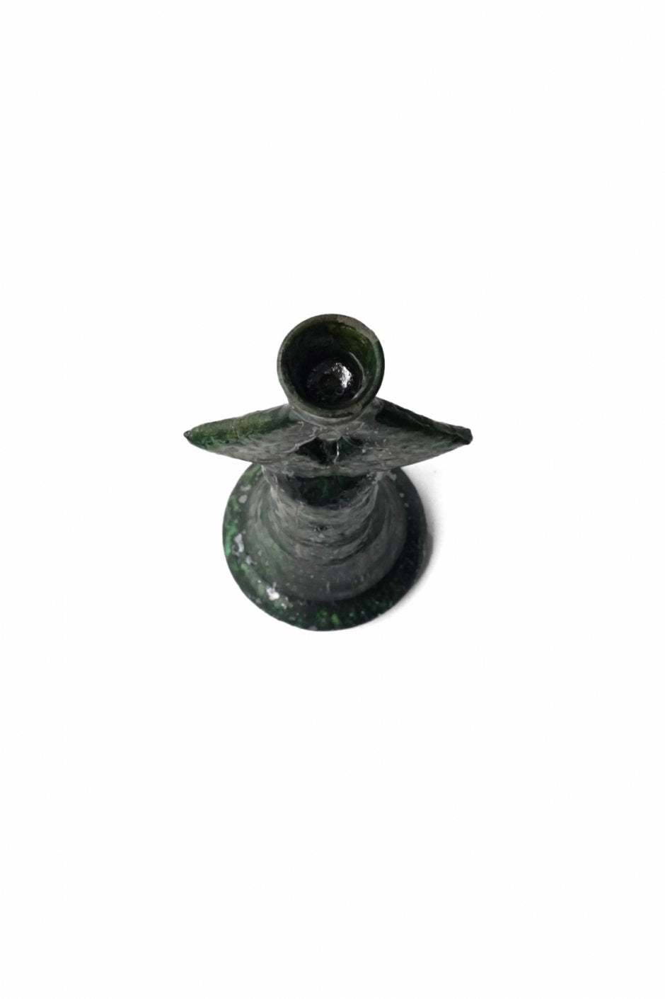 MOROCCO - TAMEGROUTE POTTERY CANDLE HOLDER - DIAMOND (S) - Green