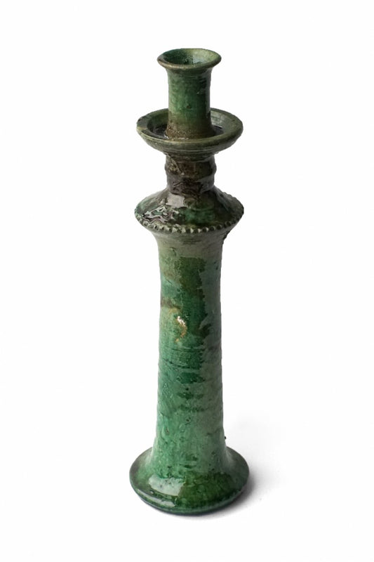 MOROCCO - TAMEGROUTE POTTERY CANDLE HOLDER - Green