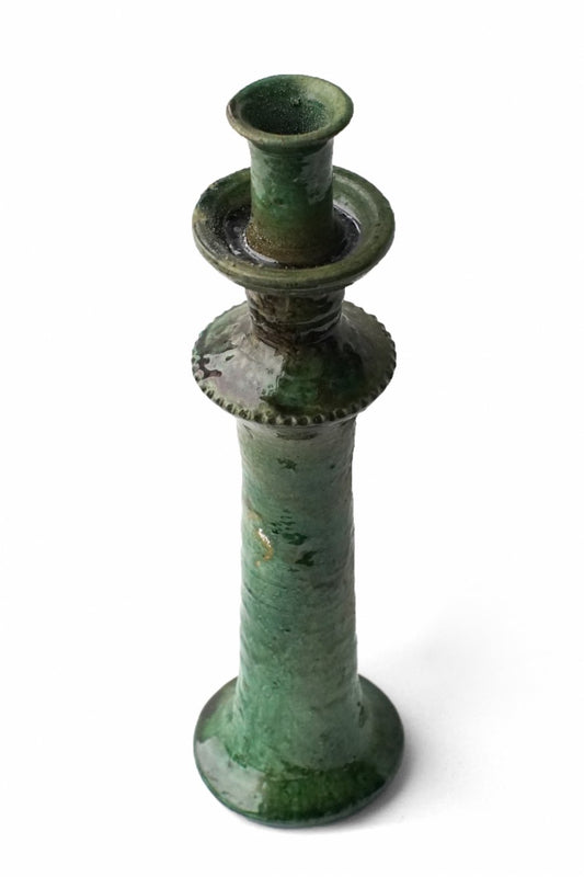 MOROCCO - TAMEGROUTE POTTERY CANDLE HOLDER - Green