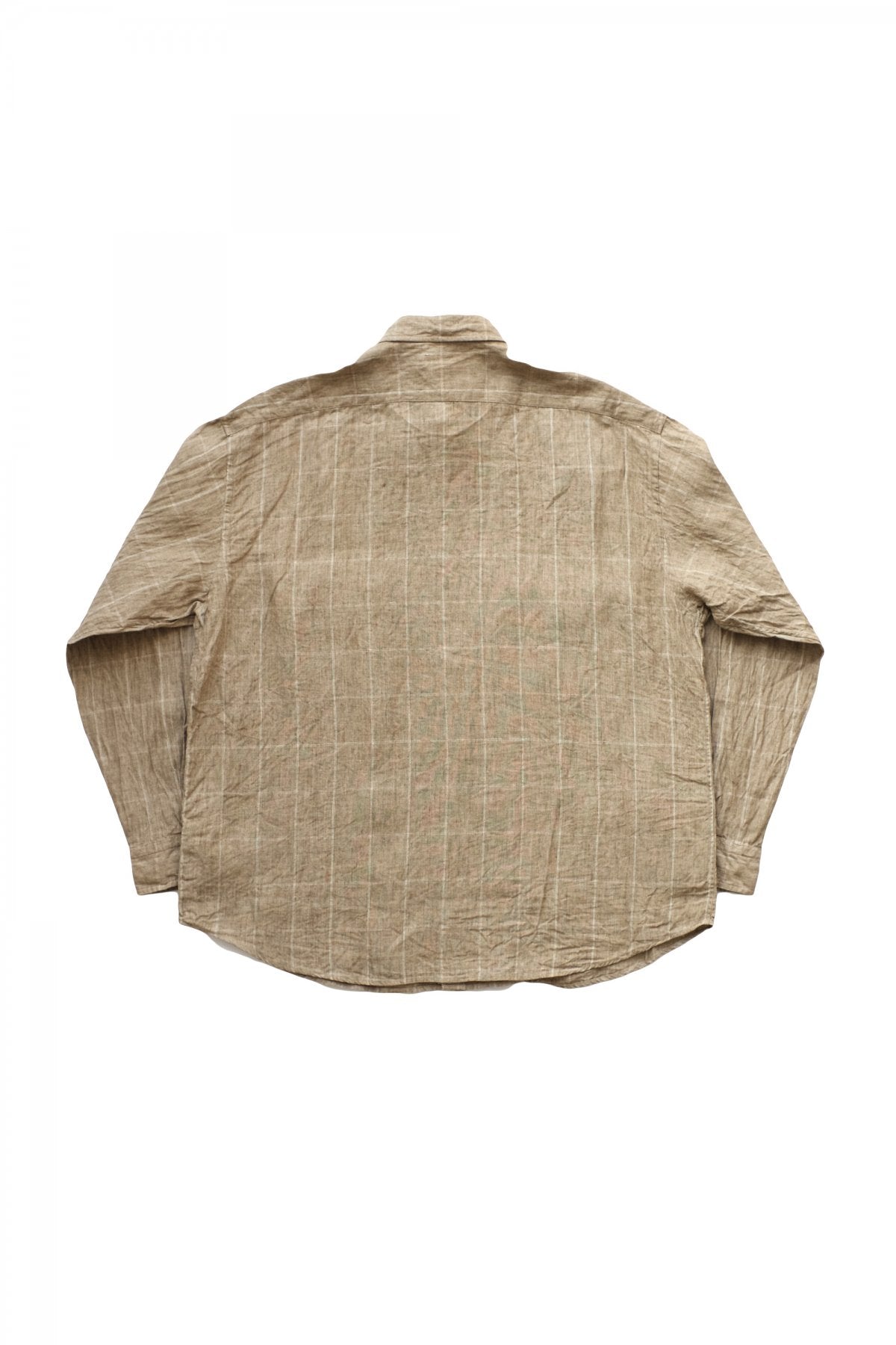 Porter Classic - ROLL UP LINEN CHECK SHIRT - GOLD