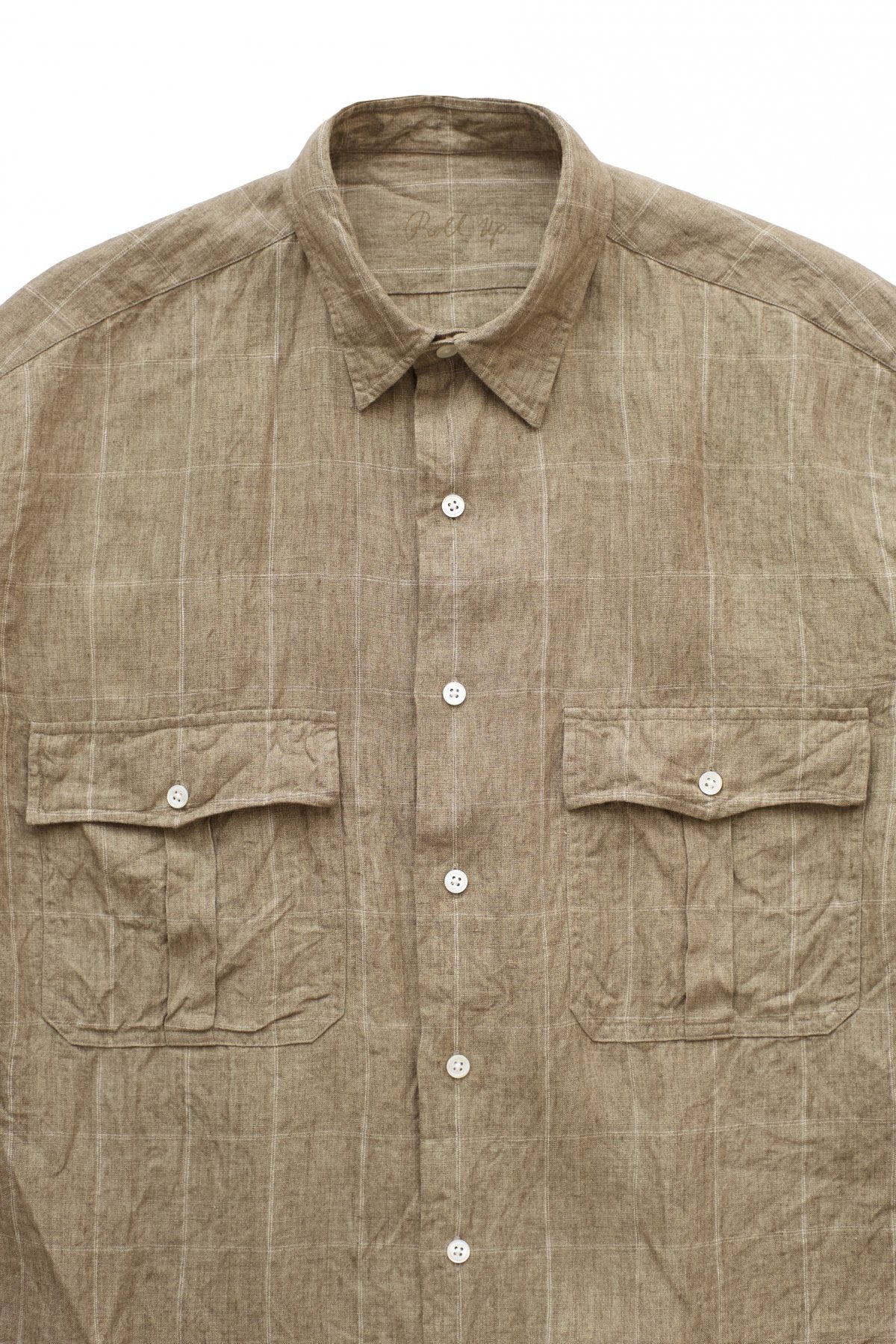 Porter Classic - ROLL UP LINEN CHECK SHIRT - GOLD