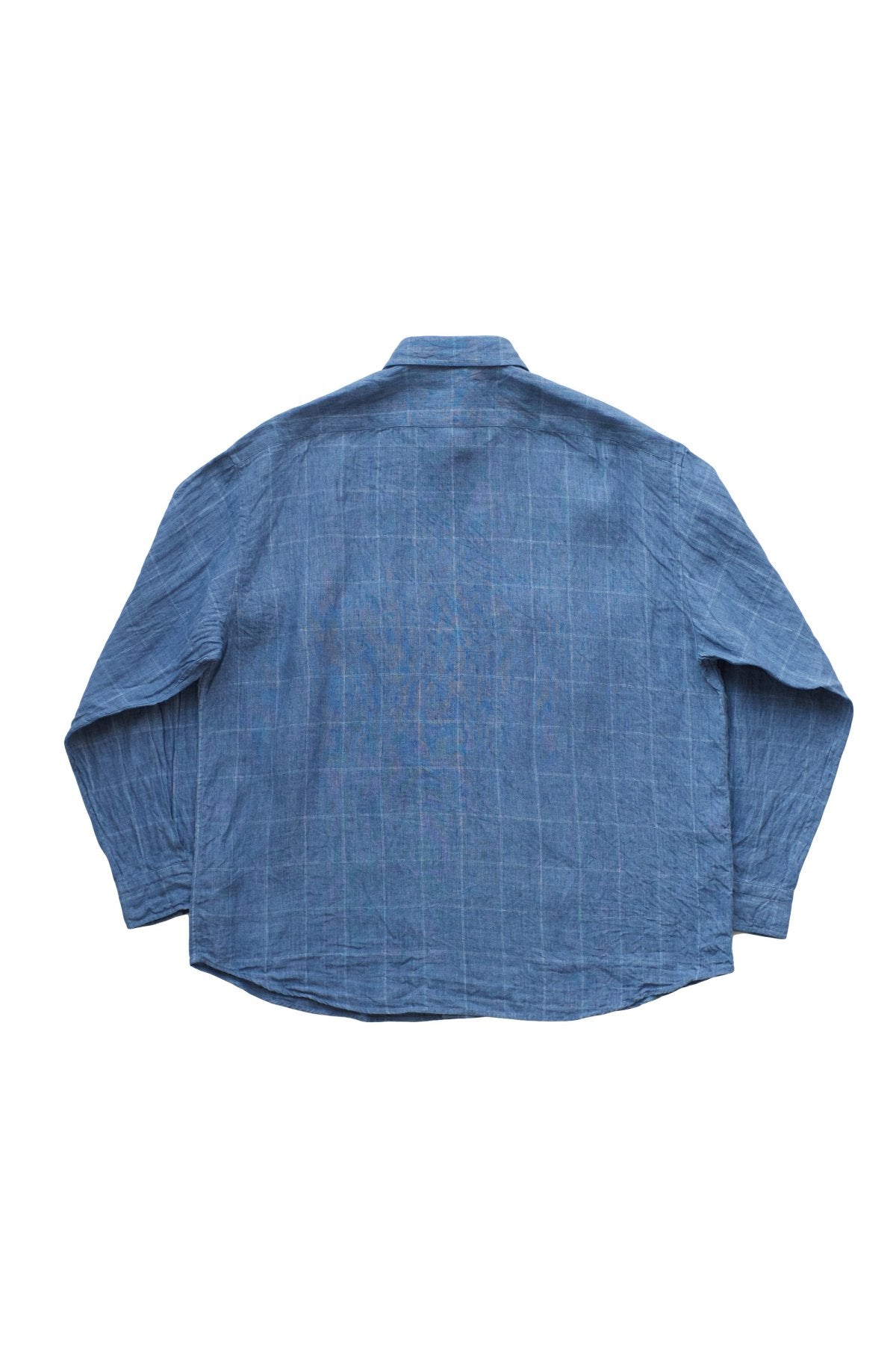 Porter Classic - ROLL UP LINEN CHECK SHIRT - BLUE