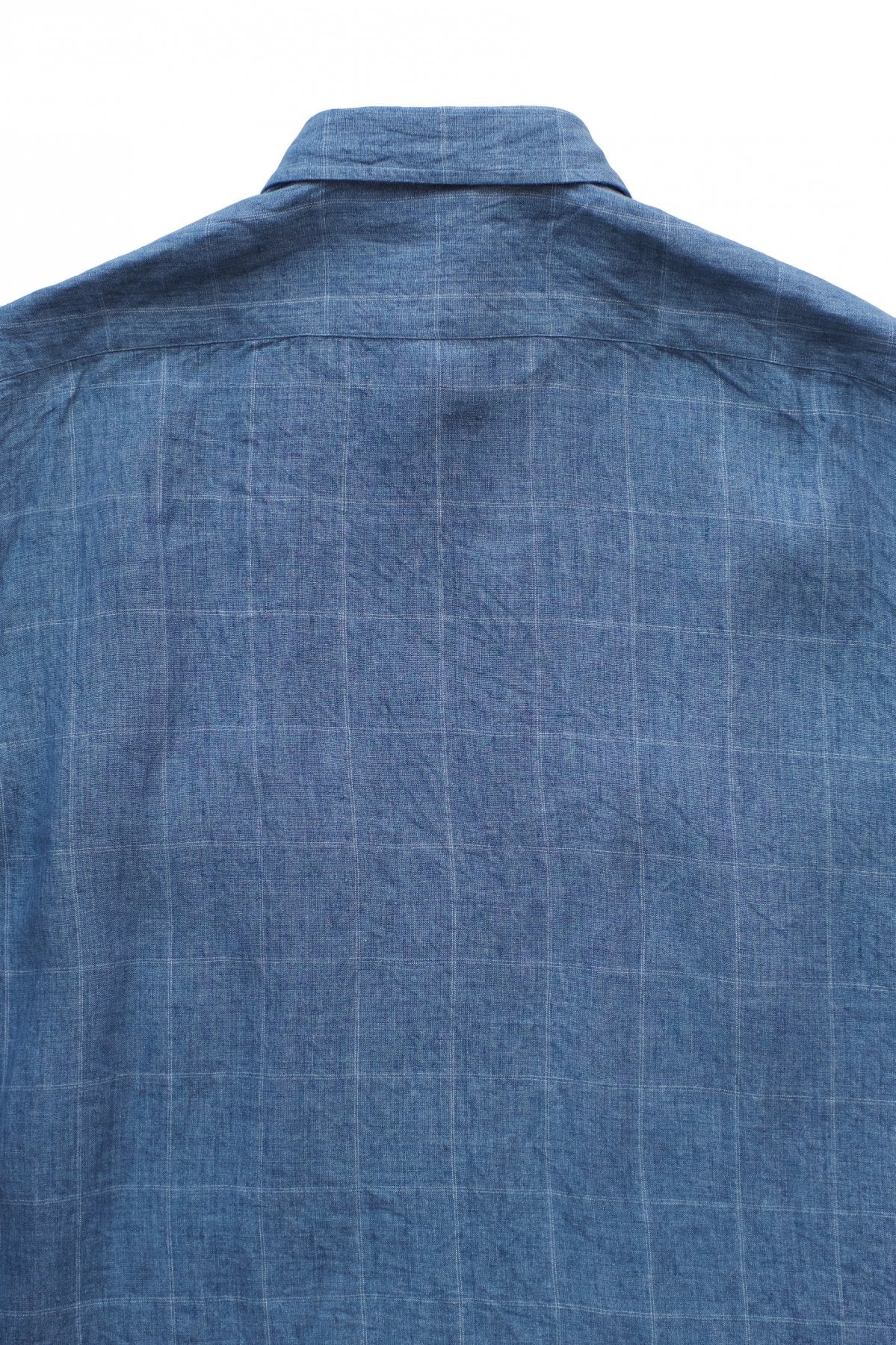 Porter Classic - ROLL UP LINEN CHECK SHIRT - BLUE