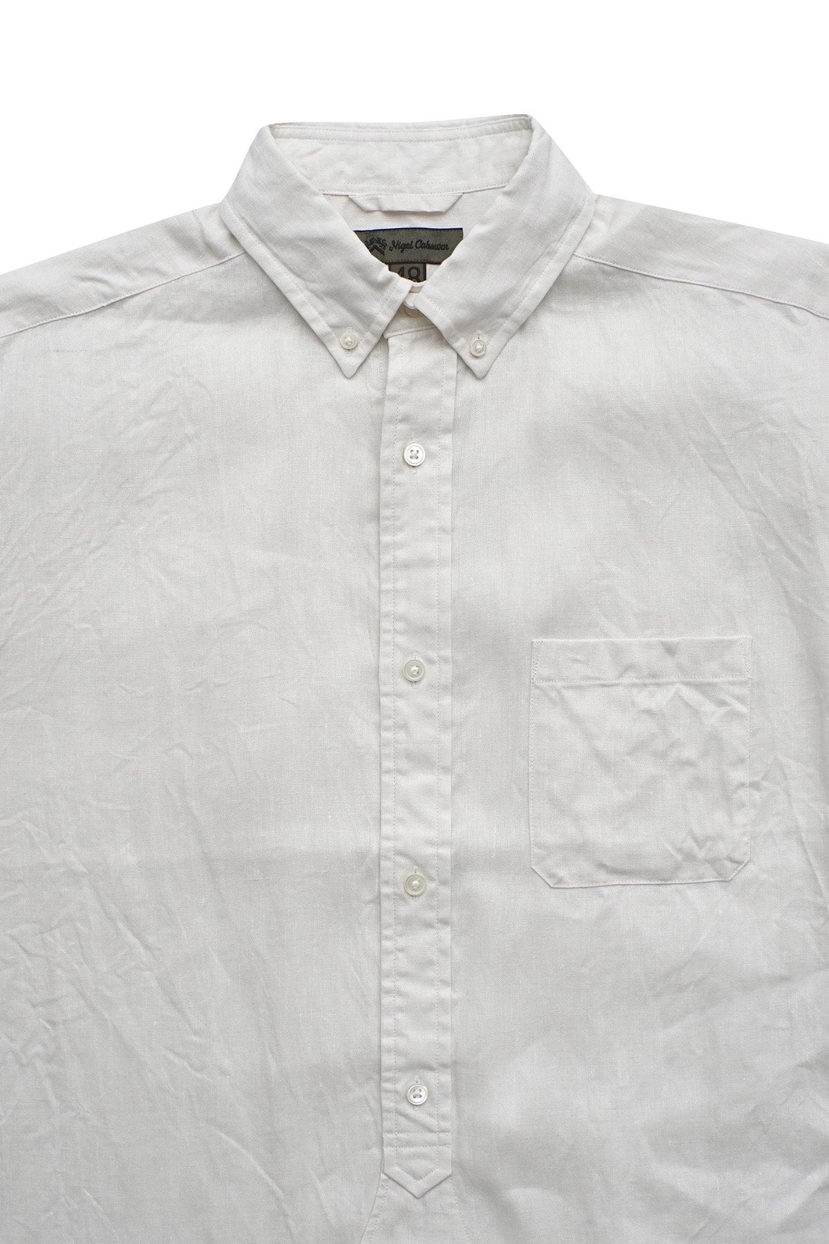 Nigel Cabourn - WIDE SHIRTS S/S LINEN OX - WHITE