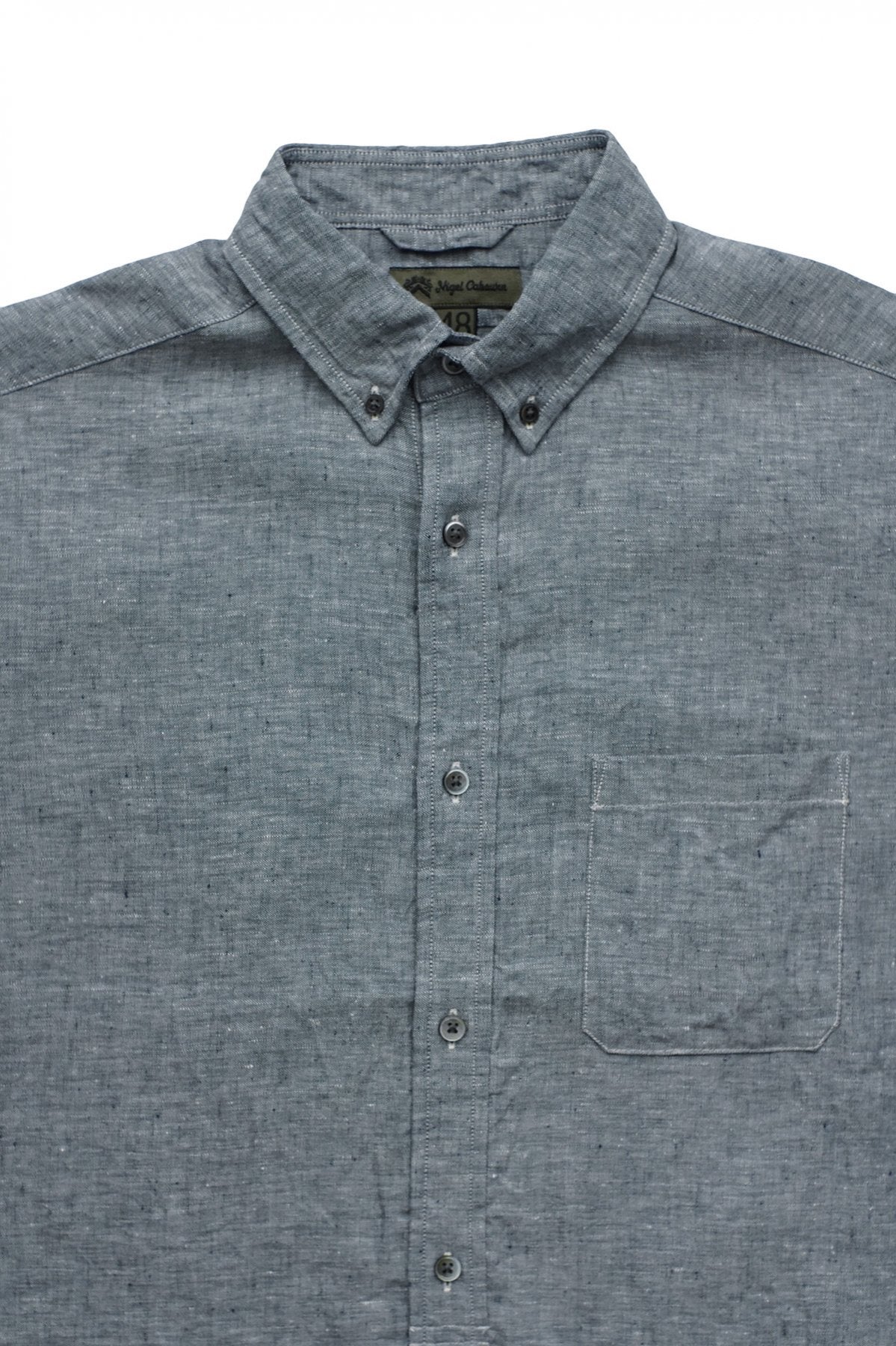 Nigel Cabourn - WIDE SHIRTS S/S LINEN OX - BLUE