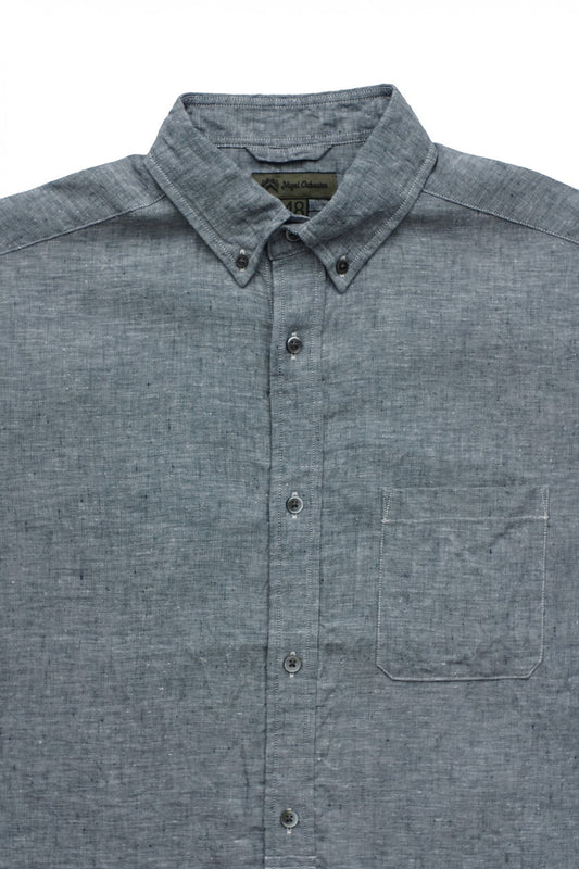 Nigel Cabourn - WIDE SHIRTS S/S LINEN OX - BLUE