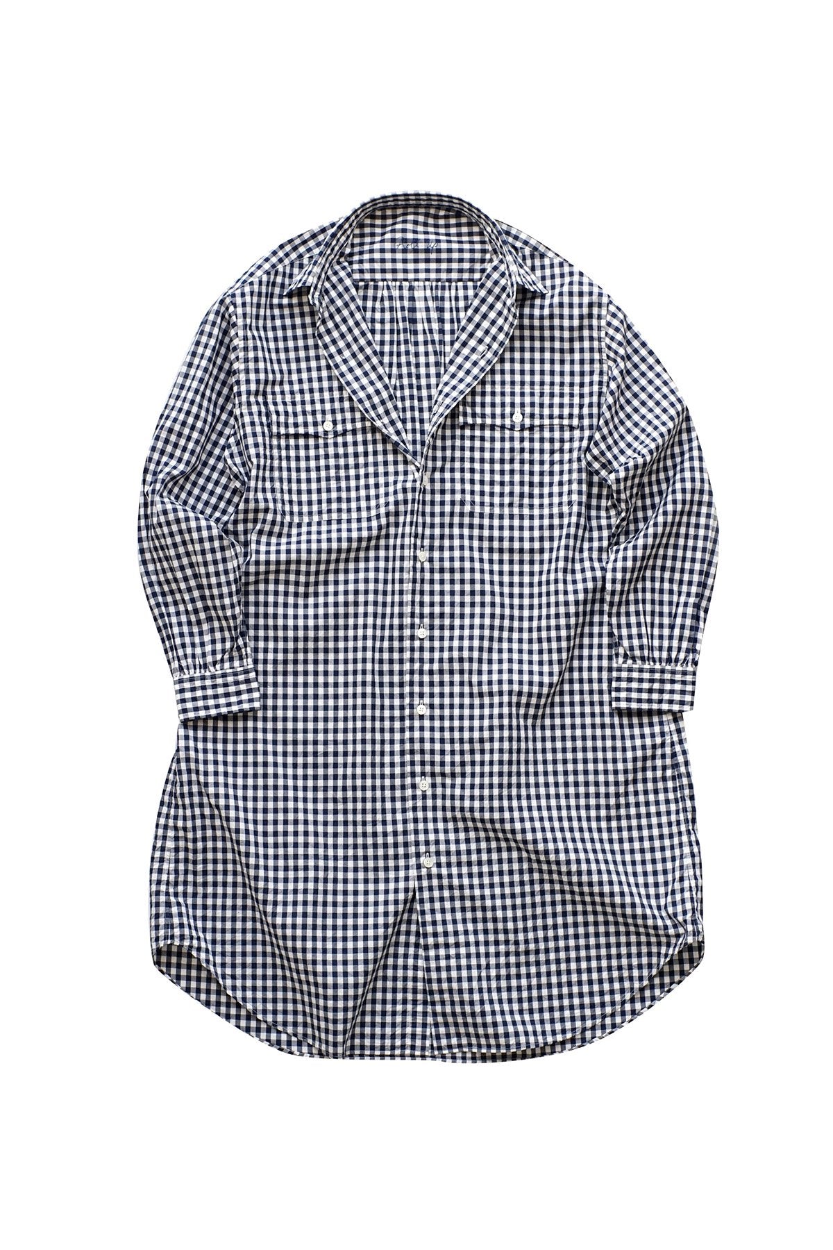 Porter Classic - ROLL UP GINGHAM CHECK SHIRT DRESS(for PC LADIES)- NAVY