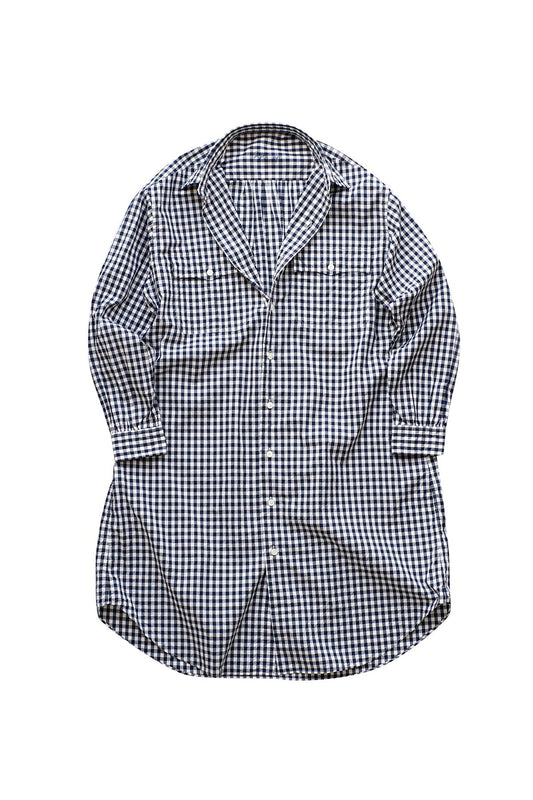 Porter Classic - ROLL UP GINGHAM CHECK SHIRT DRESS(for PC LADIES)- NAVY