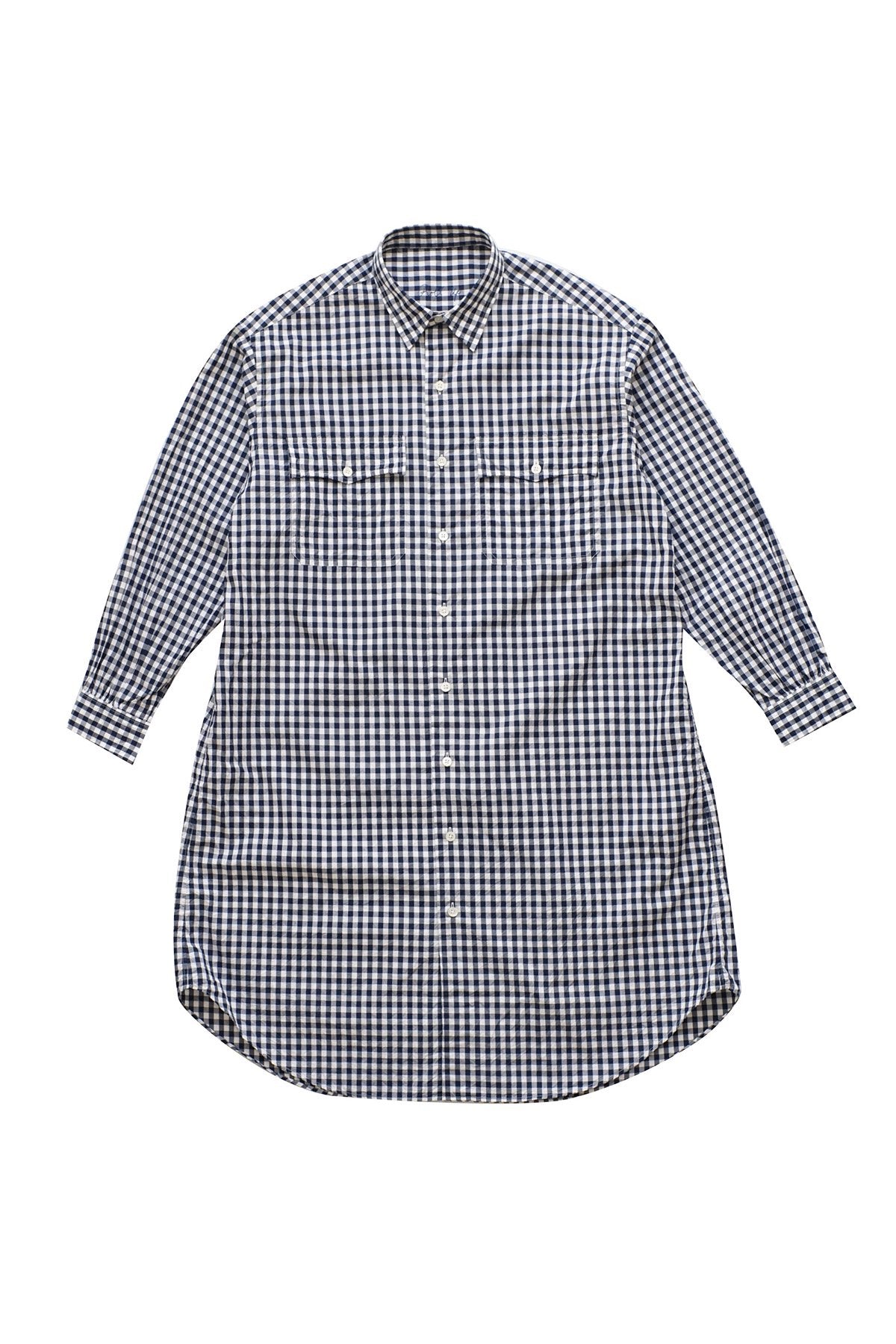 Porter Classic - ROLL UP GINGHAM CHECK SHIRT DRESS(for PC LADIES)- NAVY