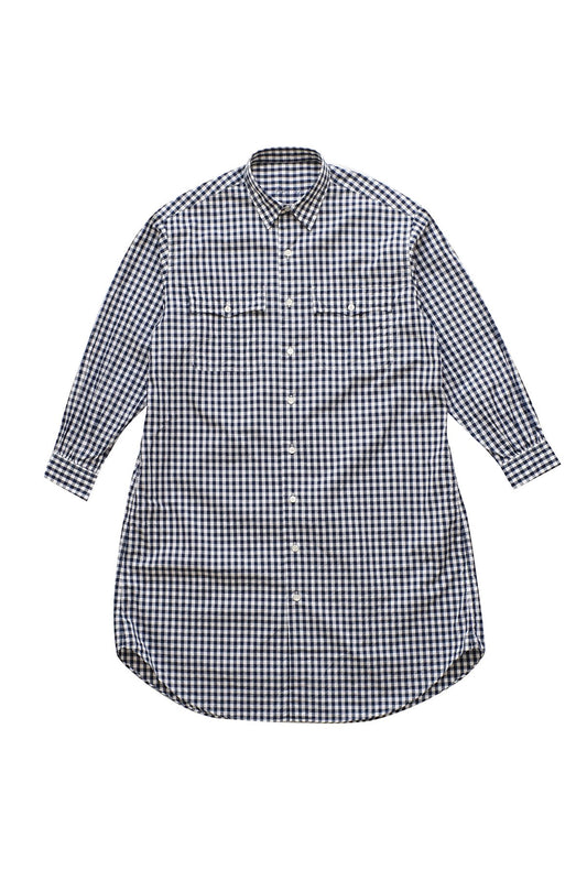 Porter Classic - ROLL UP GINGHAM CHECK SHIRT DRESS(for PC LADIES)- NAVY