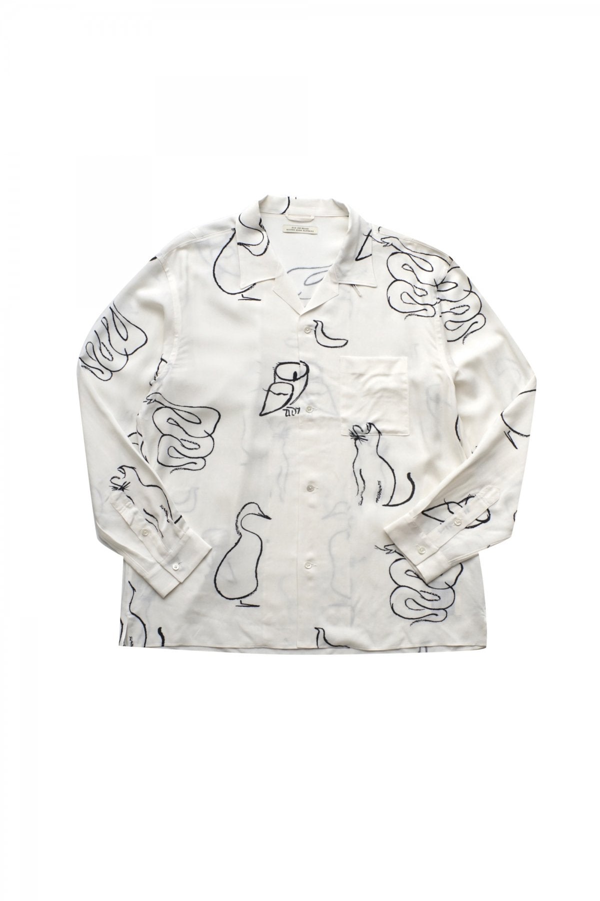 OLD JOE - ORIGINAL PRINTED OPEN COLLAR SHIRTS(LONG SLEEVE) - DRAWING WHITE