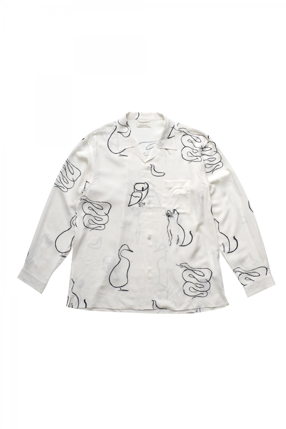 OLD JOE - ORIGINAL PRINTED OPEN COLLAR SHIRTS(LONG SLEEVE) - DRAWING WHITE