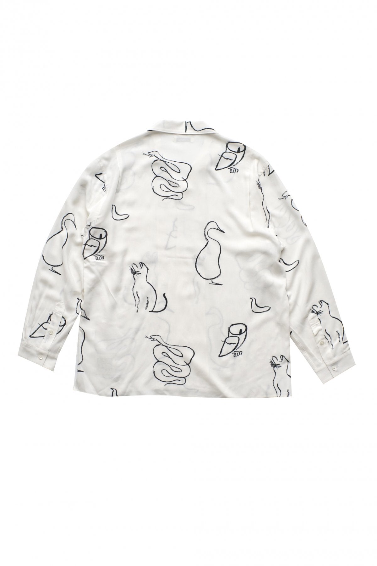 OLD JOE - ORIGINAL PRINTED OPEN COLLAR SHIRTS(LONG SLEEVE) - DRAWING WHITE