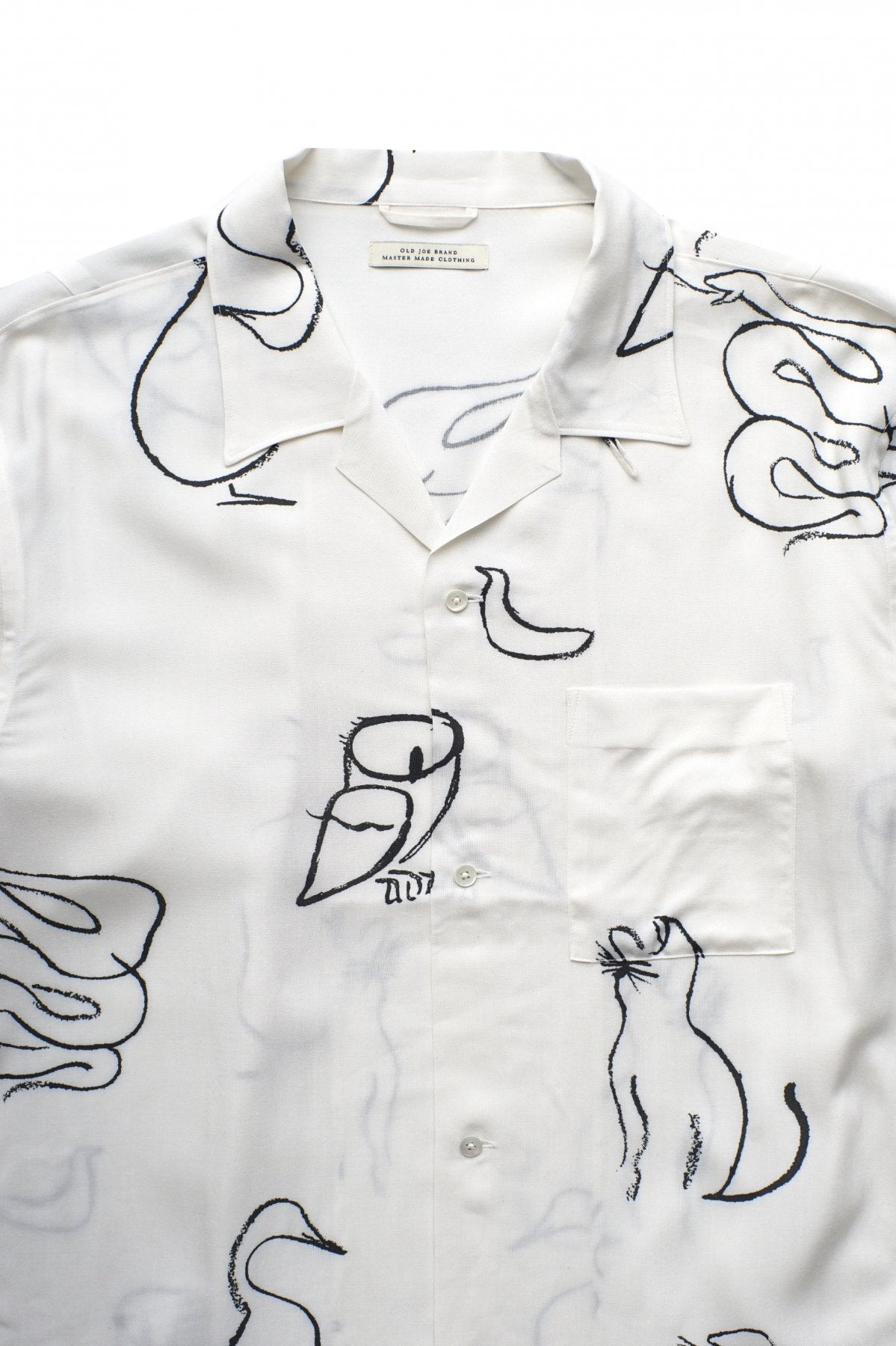 OLD JOE - ORIGINAL PRINTED OPEN COLLAR SHIRTS(LONG SLEEVE) - DRAWING WHITE